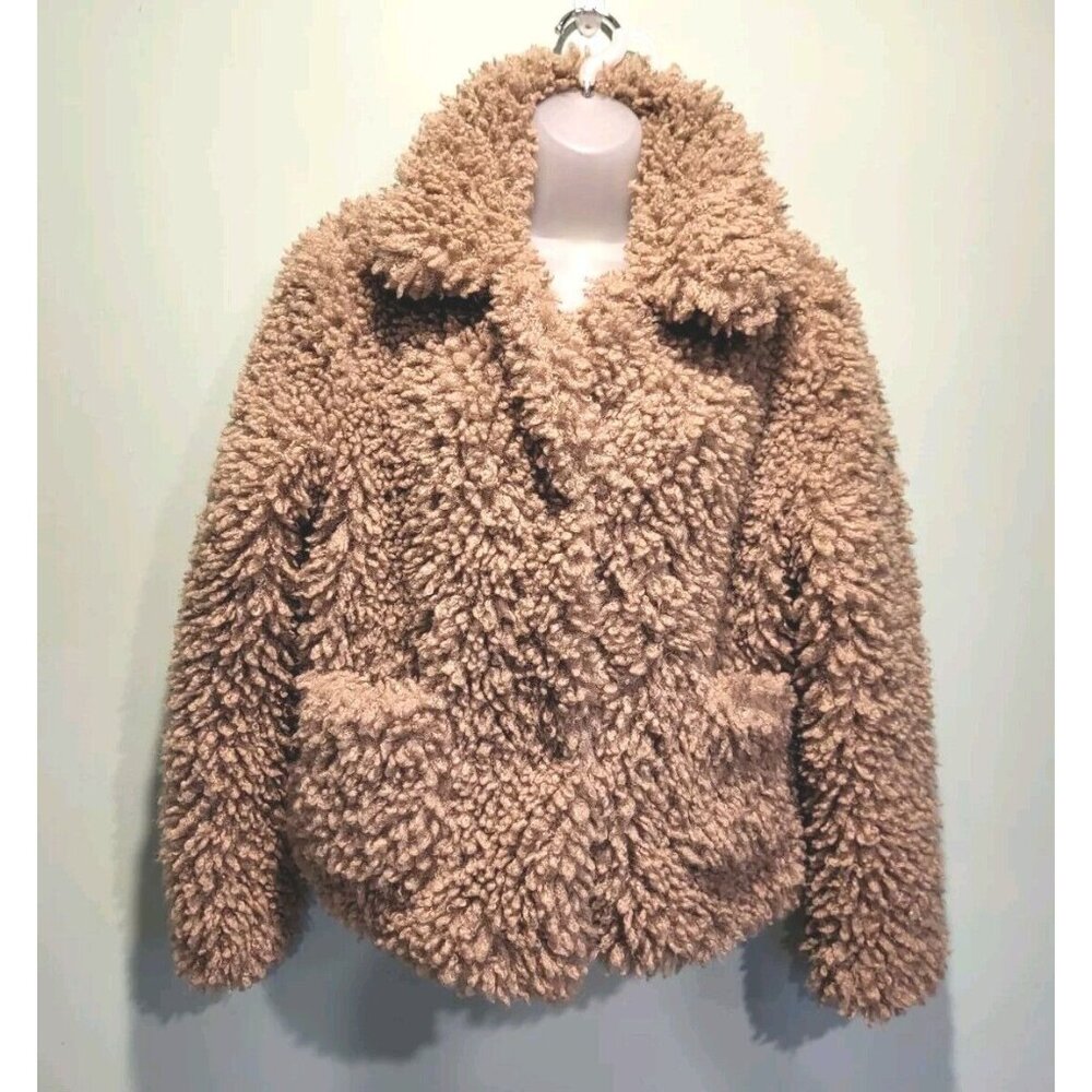 Zara Plush Teddy Jacket in Camel